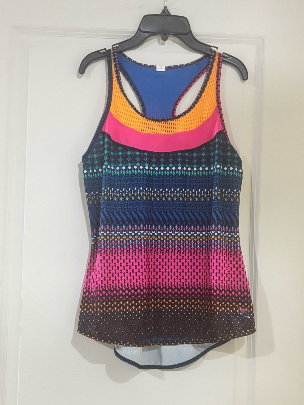 Women's Multicolor Racerback Tank Top - Pink, Blue, Yellow